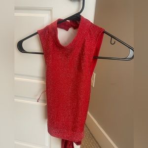 super down sparkly red crop top